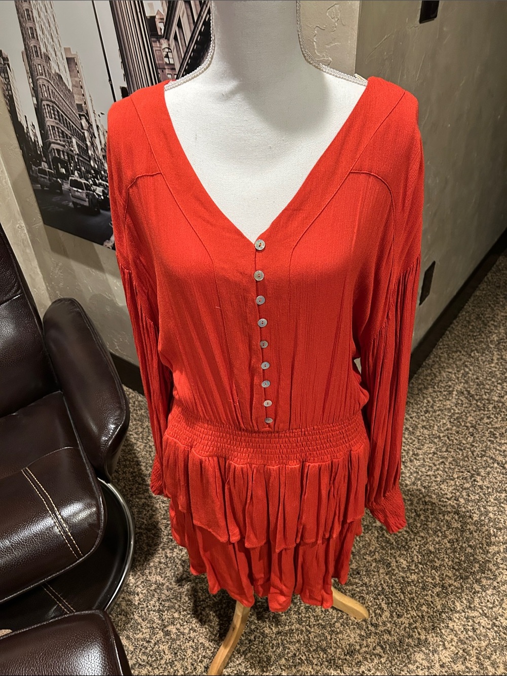 Mustard Seed Red Textured Fabric DRESS large